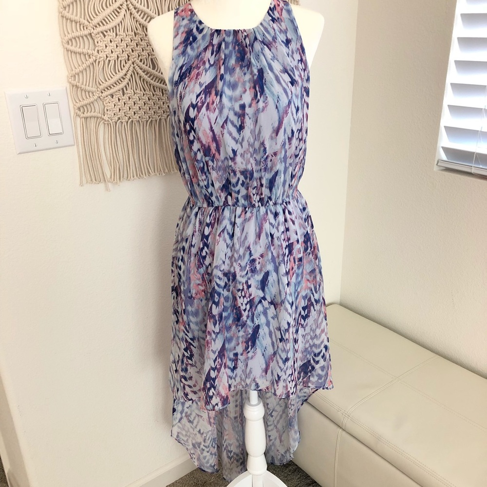 Forever 21 Pastel Feather Printed High Low Dress